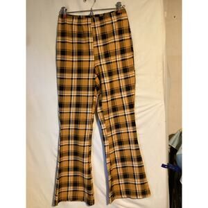 5096 No Boundaries JR's Flare Leg Pull on Soft Pants Yellow Black Plaid Size 3-5